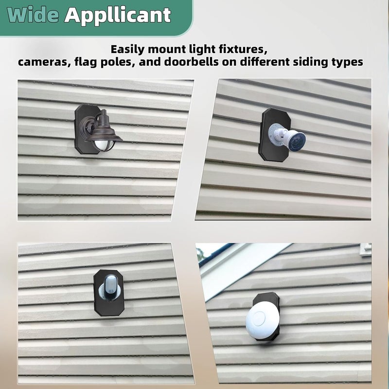 MINSN PTY Vinyl Siding Mounting Blocks, Perfect Fit Built-in Electrical Box Outdoor Light Mounting Block, 8141DBL Siding Mounting Plate for 1/2 inch Lap Double and 4 inch Siding, Black 1 Pack, Large - Image 5